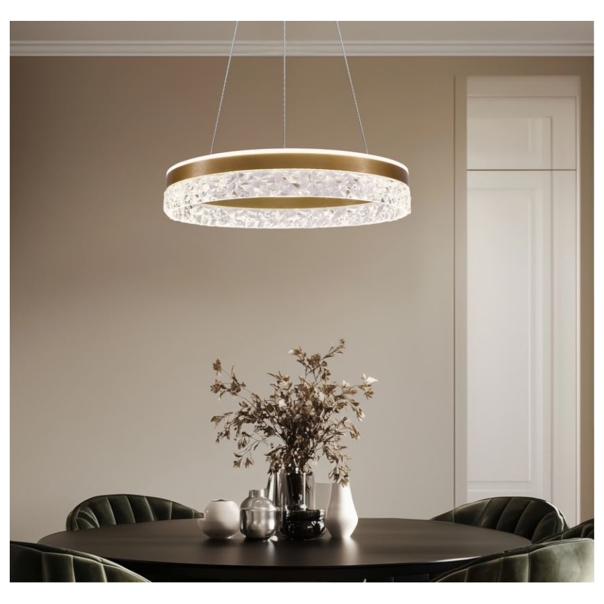 Lustre LED suspenso FROZI LED/32W/230V diâmetro 50 cm dourado