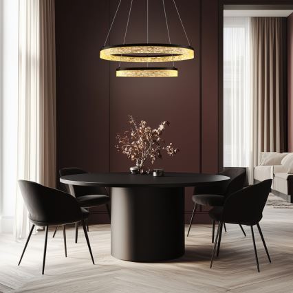 Lustre LED suspenso FROZI LED/38W/230V diâmetro 60 cm preto