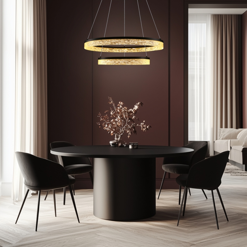 Lustre LED suspenso FROZI LED/38W/230V diâmetro 60 cm preto