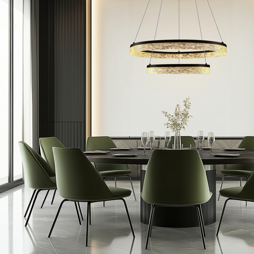 Lustre LED suspenso FROZI LED/38W/230V diâmetro 60 cm preto