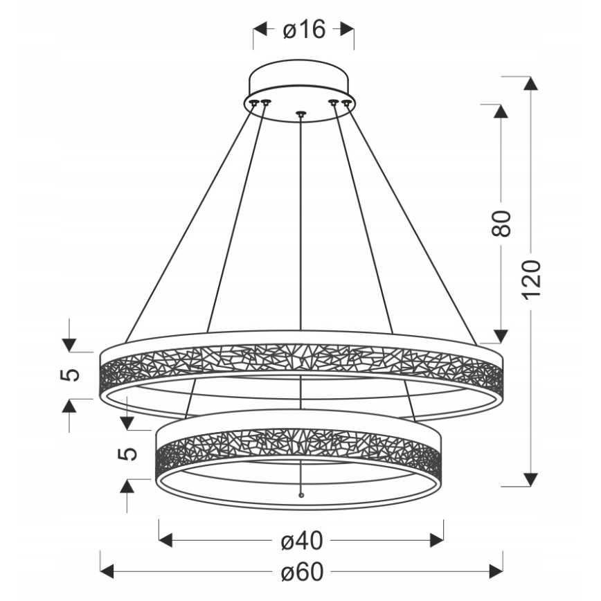 Lustre LED suspenso FROZI LED/38W/230V diâmetro 60 cm preto