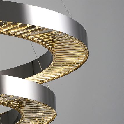 Lustre LED suspenso por cabo JESI LED/99W/230V 3000K Ø 100 cm prateado