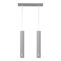Lustre LED suspenso TUBA 2xGU10/4,8W/230V cinza/cromado brilhante