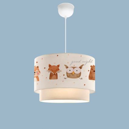 Lustre para crianças CANDY 1xE27/40W/230V branco/castanho