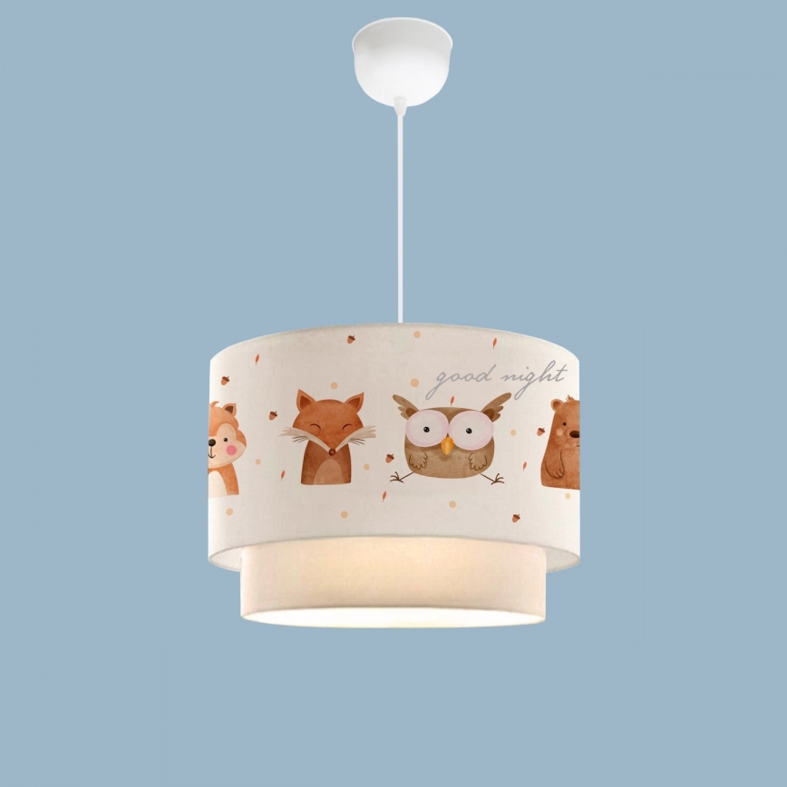 Lustre para crianças CANDY 1xE27/40W/230V branco/castanho