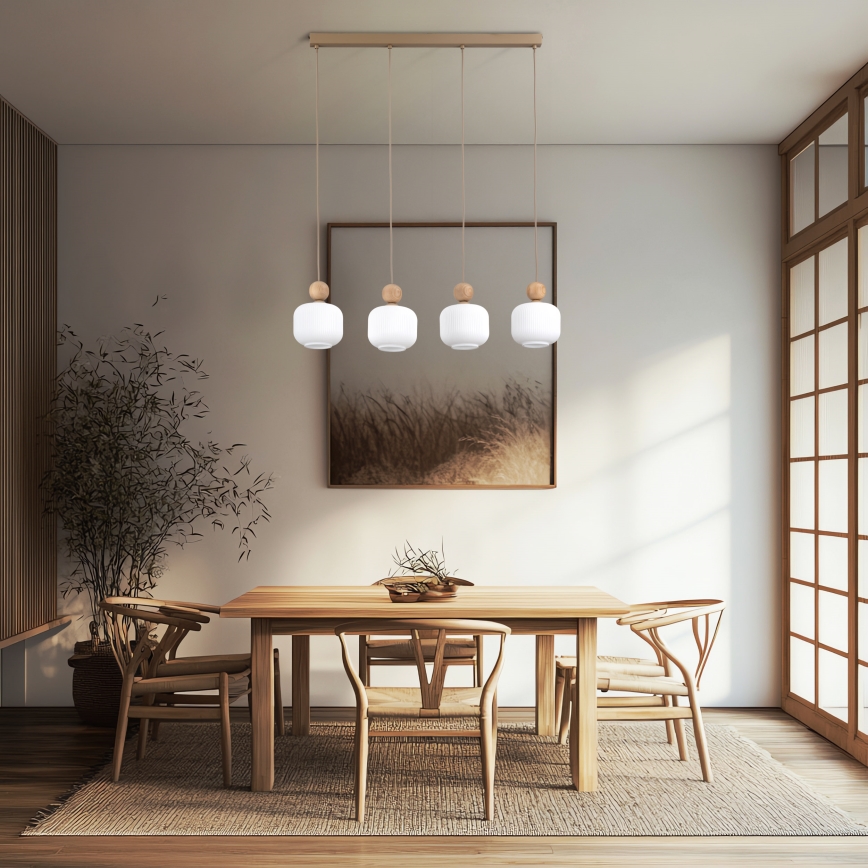 Lustre pendente BALLO com cabo 4xE14/10W/230V bege