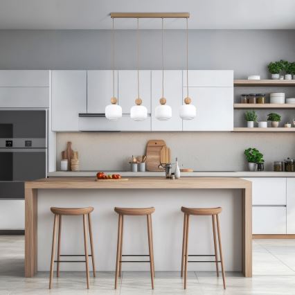 Lustre pendente BALLO com cabo 4xE14/10W/230V bege