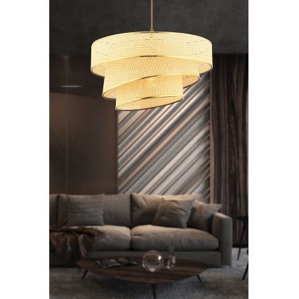 Lustre pendente com cabo COUPER 1xE27/60W/230V bege/dourado