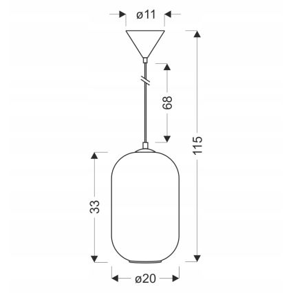Lustre pendente com cabo CRESTO 1xE27/40W/230V branco