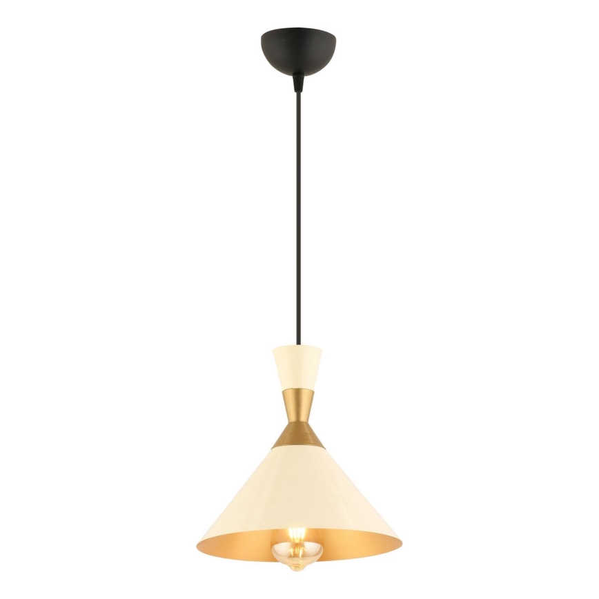 Lustre pendente com cabo MONZA 1xE27/40W/230V Ø 25 cm creme/dourado