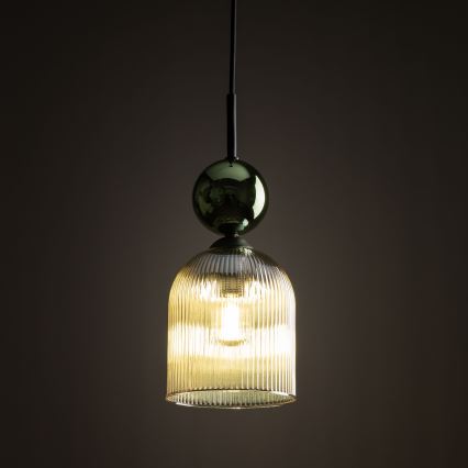 Lustre pendente com cabo SOPHIA 1xE14/10W/230V preto/verde/bege fumê