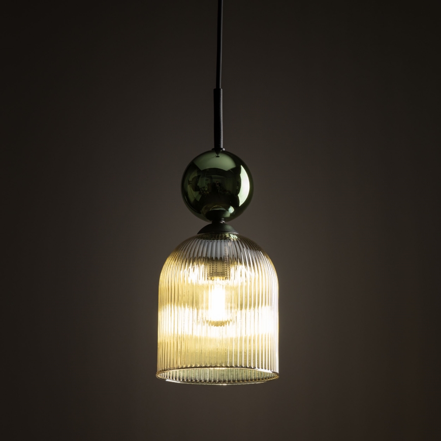 Lustre pendente com cabo SOPHIA 1xE14/10W/230V preto/verde/bege fumê