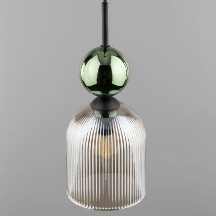 Lustre pendente com cabo SOPHIA 1xE14/10W/230V preto/verde/bege fumê