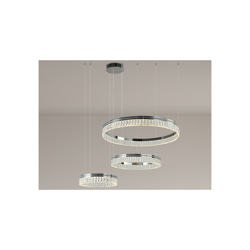 Lustre de cristal LED regulável suspenso por cabo THALIA LED/120W/230V 3000-6000K + controlo remoto