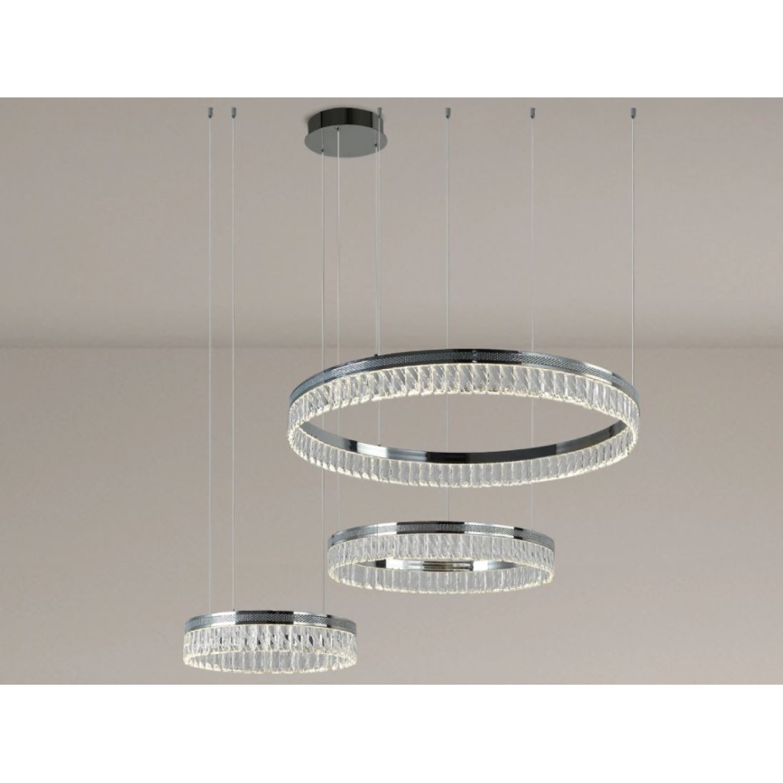 Lustre de cristal LED regulável suspenso por cabo THALIA LED/120W/230V 3000-6000K + controlo remoto