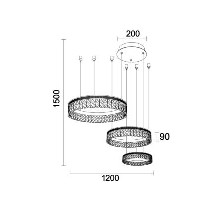 Lustre de cristal LED regulável suspenso por cabo THALIA LED/120W/230V 3000-6000K + controlo remoto
