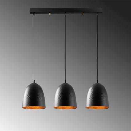 Lustre pendente em cabo TATTOO 3xE27/40W/230V preto