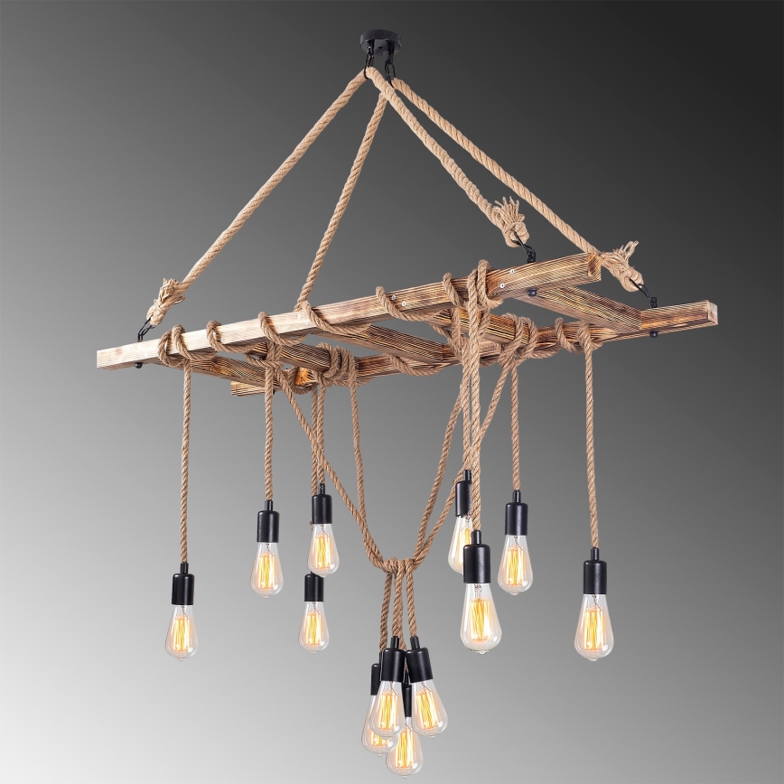Lustre pendente EREBOS 12xE27/40W/230V castanho