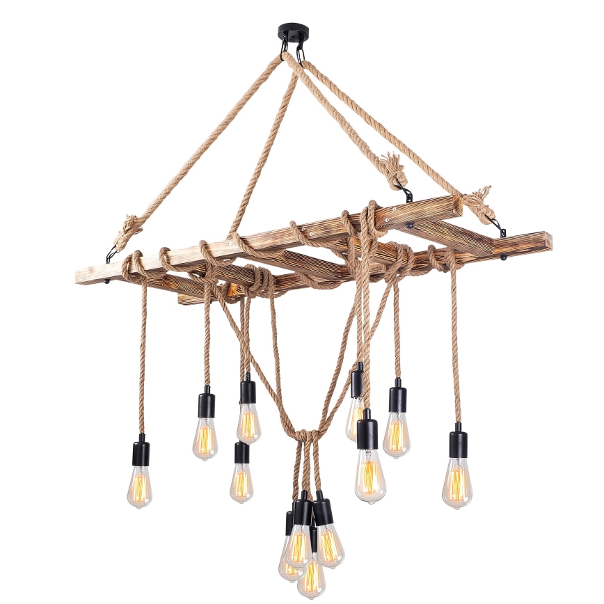 Lustre pendente EREBOS 12xE27/40W/230V castanho