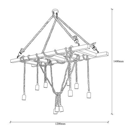 Lustre pendente EREBOS 12xE27/40W/230V castanho