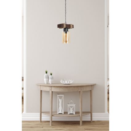 Lustre pendurado JASMIN 1xE27/40W/230V castanho/bege