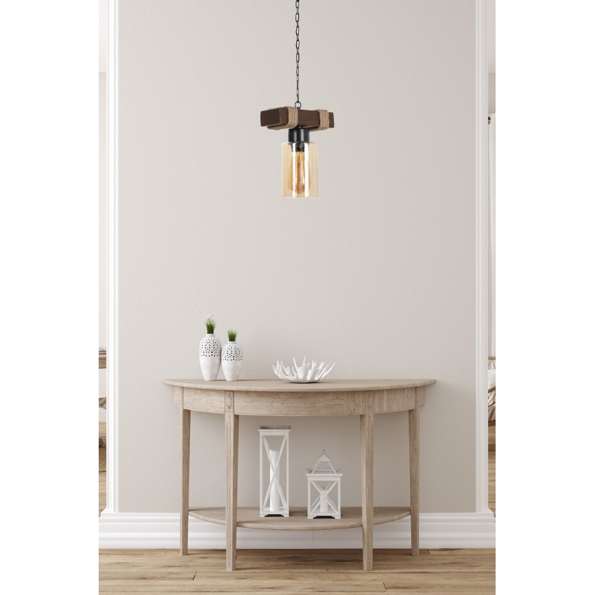 Lustre pendurado JASMIN 1xE27/40W/230V castanho/bege