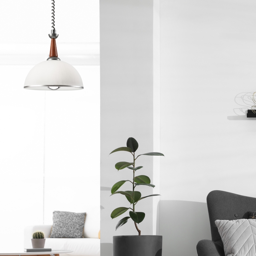 Lustre retrátil CHIARA 1xE27/60W/230V prata/marrom/buche