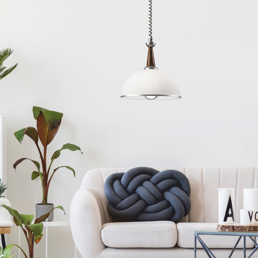 Lustre retrátil CHIARA 1xE27/60W/230V prata/marrom escuro/buche