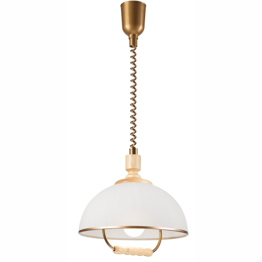 Lustre retrátil RAMONA 1xE27/60W/230V bege/marrom claro/pinho
