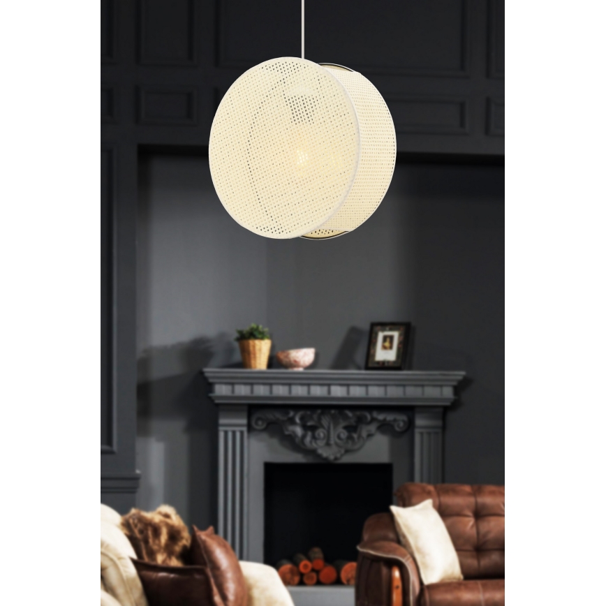 Lustre suspenso BIG DRUM com cabo 1xE27/60W/230V cor creme