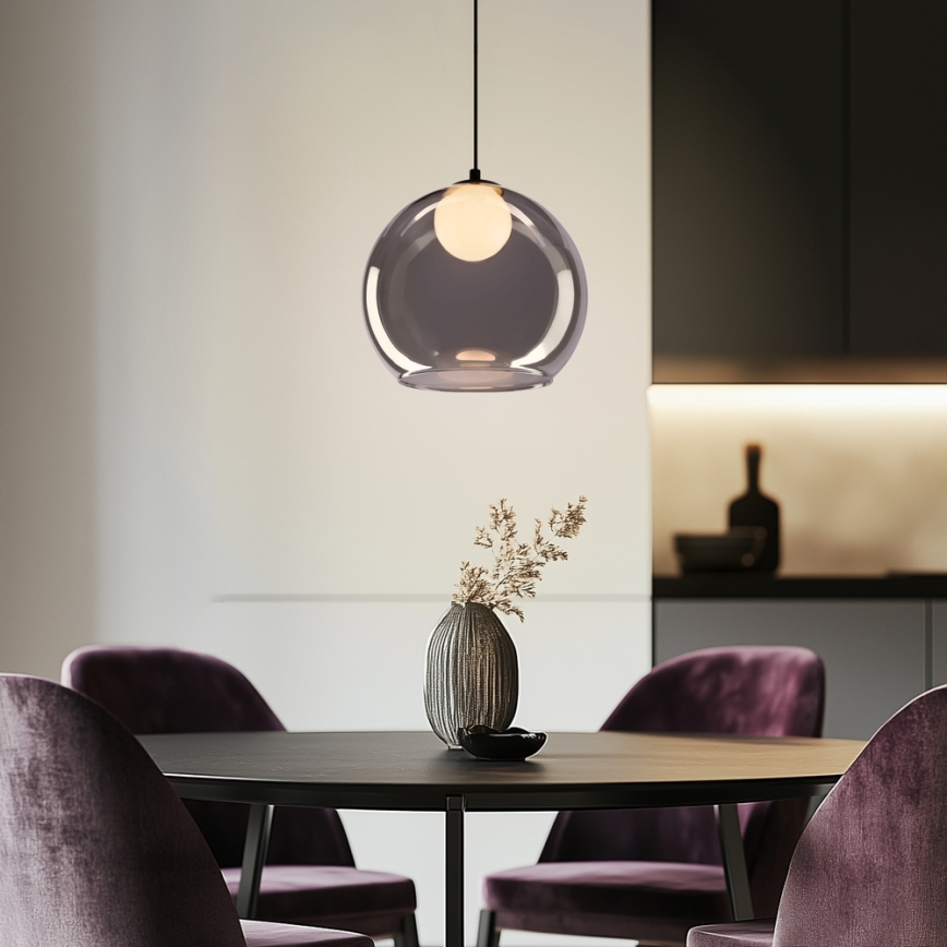 Lustre suspenso BRIN 1xG9/15W/230V preto fumê