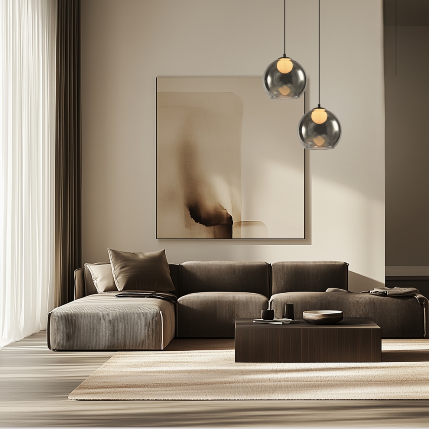 Lustre suspenso BRIN 1xG9/15W/230V preto fumê