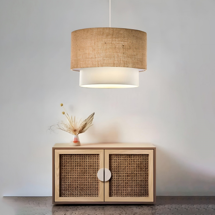 Lustre suspenso com cabo AYD 1xE27/15W/230V bege/branco