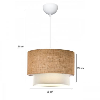 Lustre suspenso com cabo AYD 1xE27/15W/230V bege/branco