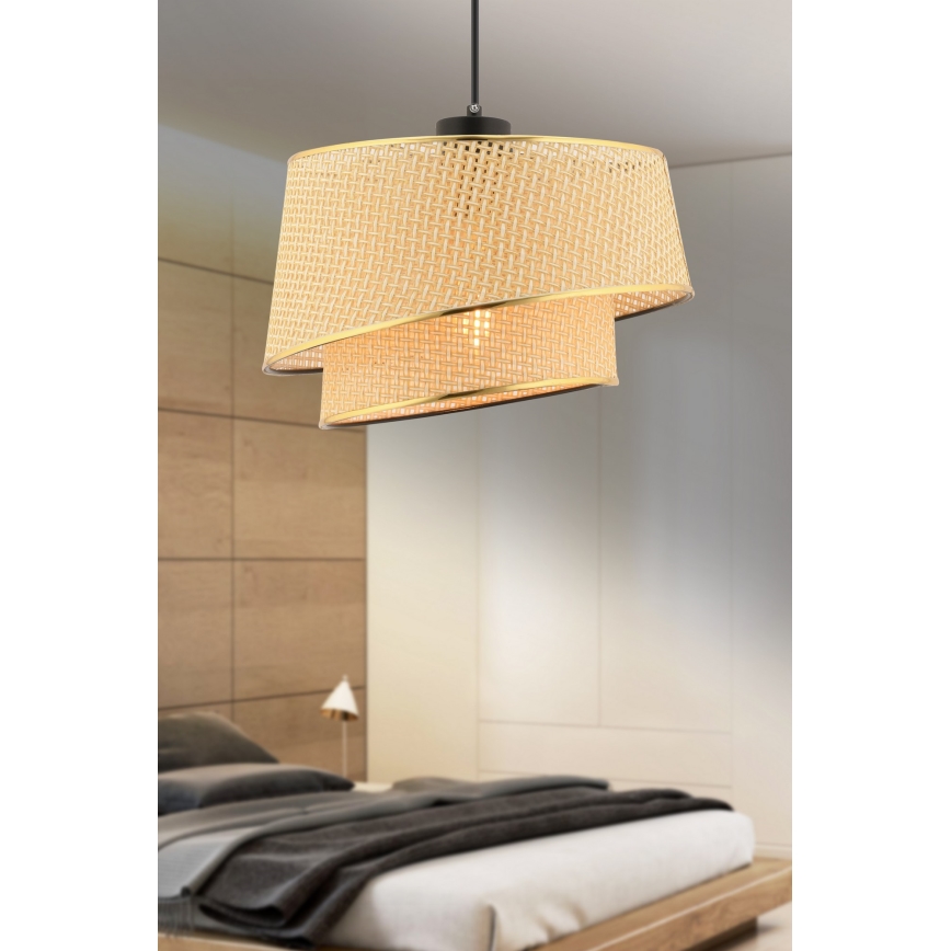 Lustre suspenso com cabo BARETTE 1xE27/60W/230V castanho/dourado