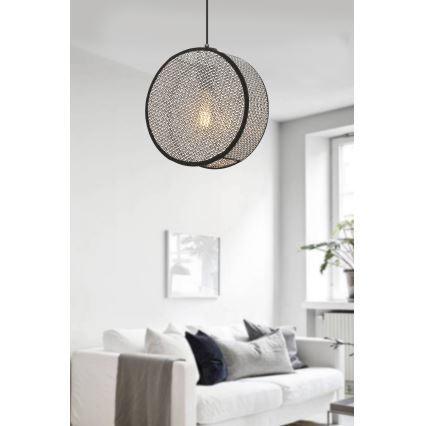 Lustre suspenso com cabo BIG DRUM 1xE27/60W/230V cinza/preto