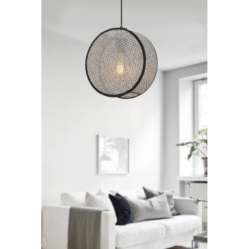 Lustre suspenso com cabo BIG DRUM 1xE27/60W/230V cinza/preto