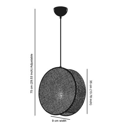 Lustre suspenso com cabo BIG DRUM 1xE27/60W/230V cinza/preto
