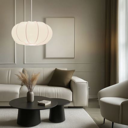 Lustre suspenso com cabo CAFEE 1xE27/40W/230V, diâmetro 52 cm, branco