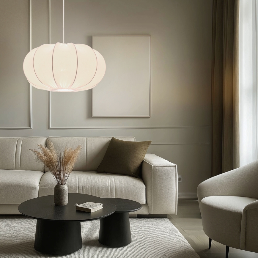 Lustre suspenso com cabo CAFEE 1xE27/40W/230V, diâmetro 52 cm, branco