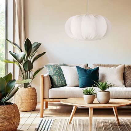 Lustre suspenso com cabo CAFEE 1xE27/40W/230V, diâmetro 52 cm, branco