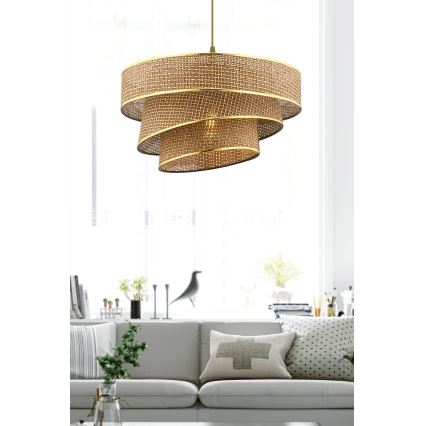 Lustre suspenso com cabo COUPER 1xE27/60W/230V castanho/dourado