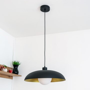 Lustre suspenso com cabo ECLIPSE 1xE27/15W/230V preto/dourado