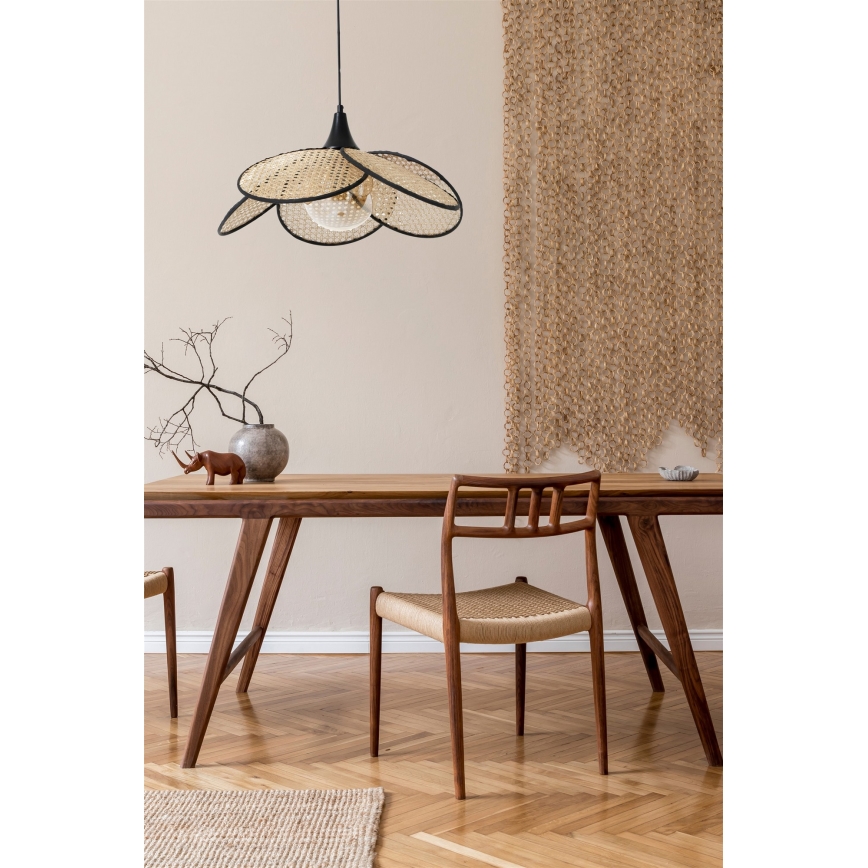 Lustre suspenso com cabo FUME 1xE27/40W/230V Ø45 cm preto/bege
