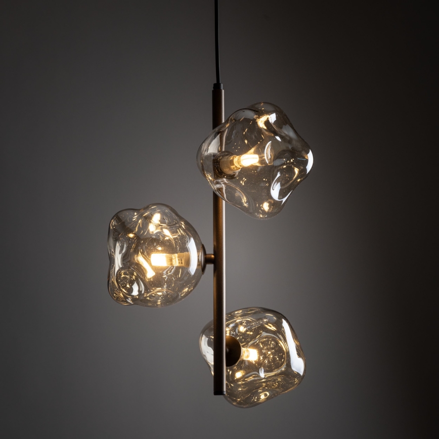 Lustre suspenso com cabo LAVA 3xG9/8W/230V bronze/bege fumê