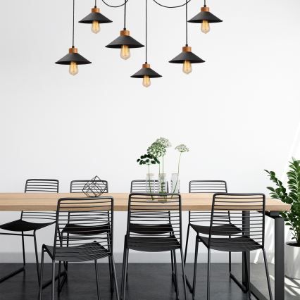Lustre suspenso com cabo MANAVGAT 6xE27/40W/230V, estilo aranha, preto/marrom