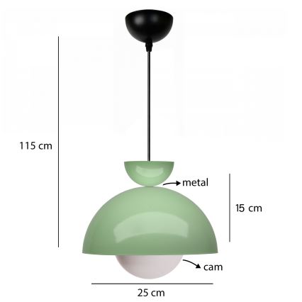 Lustre suspenso com cabo SALVA 1xE27/15W/230V verde