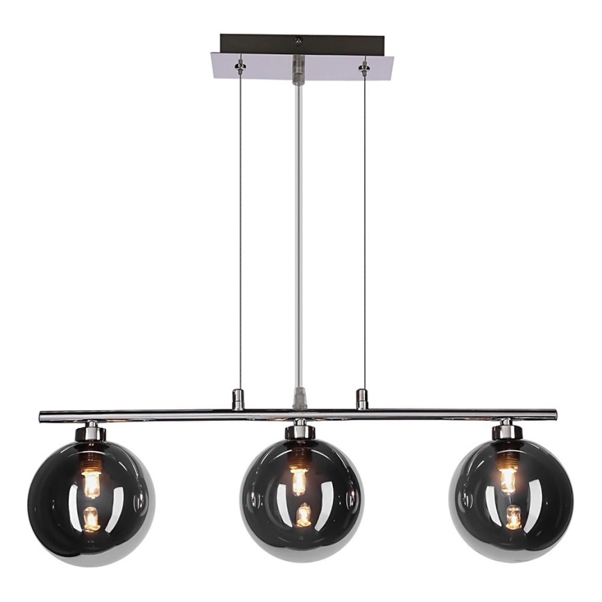 Lustre suspenso com cabo SOMUL 3xG9/20W/230V preto fumado
