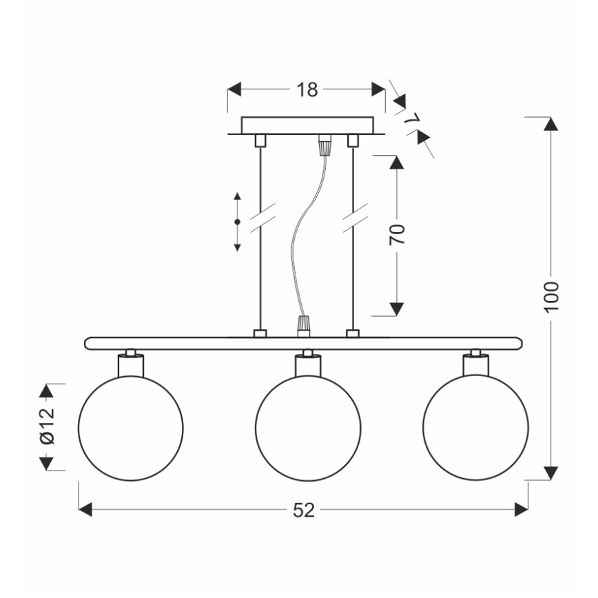 Lustre suspenso com cabo SOMUL 3xG9/20W/230V preto fumado