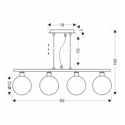 Lustre suspenso com cabo SOMUL 4xG9/20W/230V preto fumê